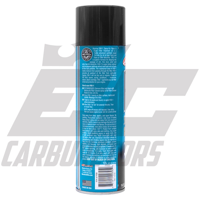 EC Carburetors Maxima Racing Oil FAB1 Air Filter Oil - 18.8 Fl. Oz. 2 EC Carburetors Maxima Racing Oil FAB1 Air Filter Oil - 18.8 Fl. Oz. - Image 2